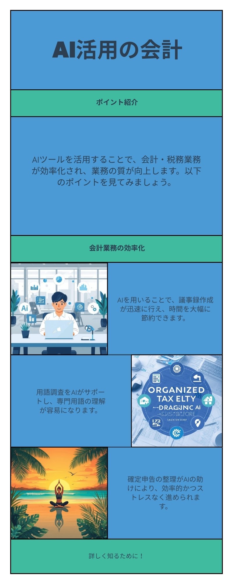 AIツール活用の会計インフォグラフィック