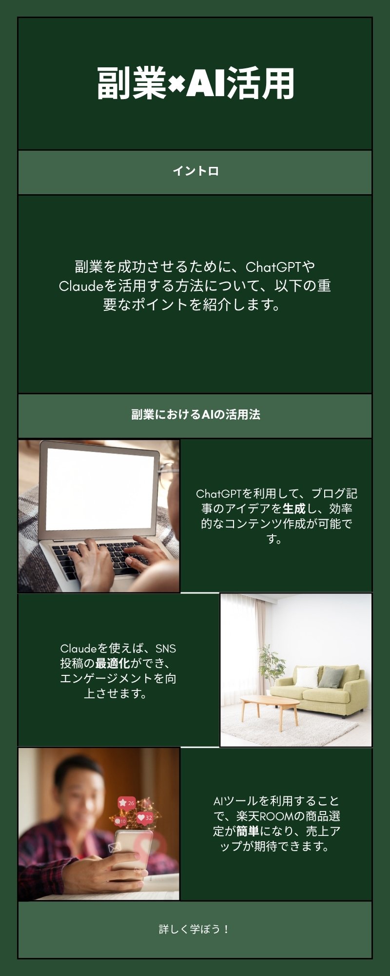 副業×AI活用インフォグラフィック